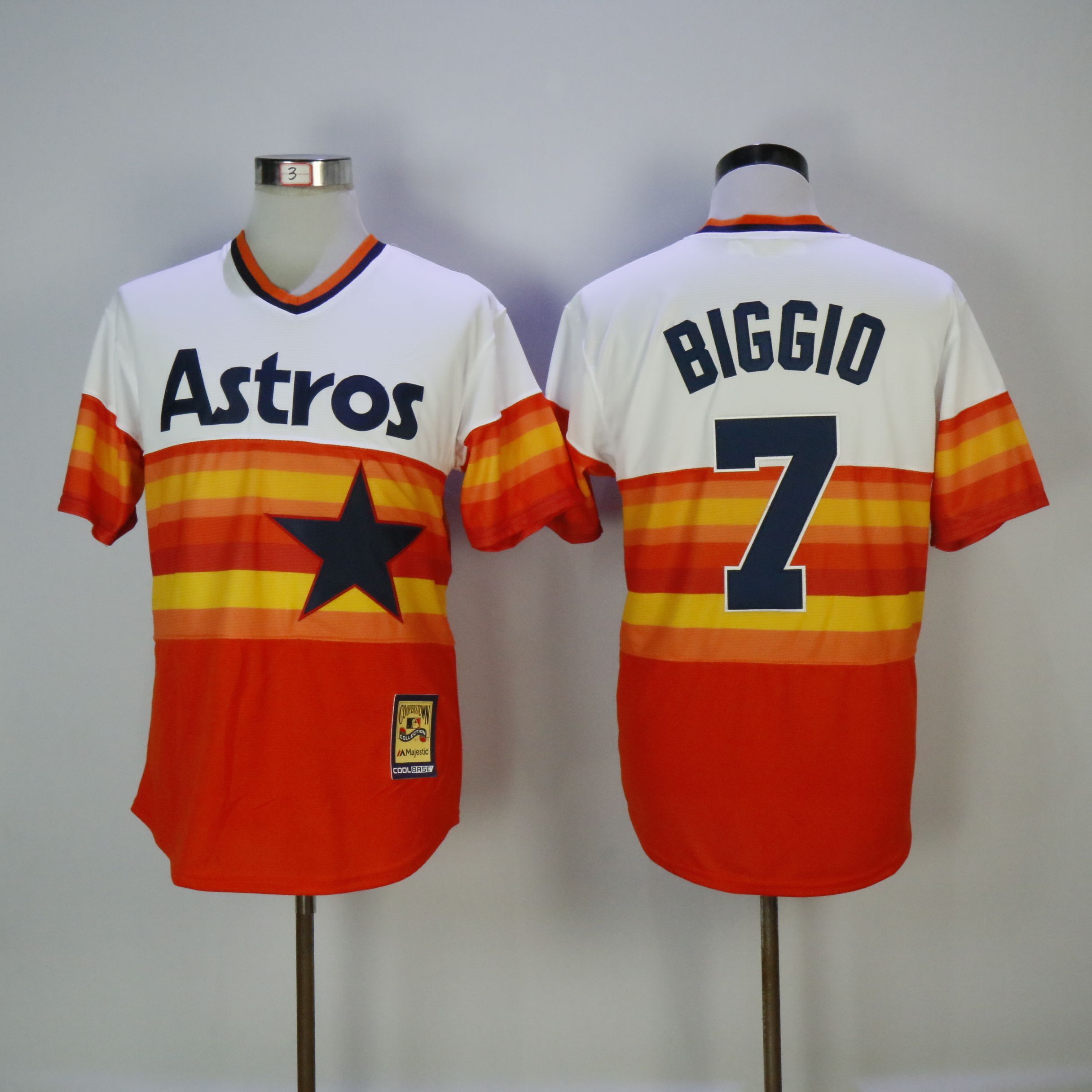 Men Houston Astros 7 Biggio Orange Throwback MLB Jerseys